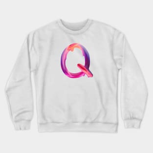 Letter Q In Vibrant Watercolor Crewneck Sweatshirt